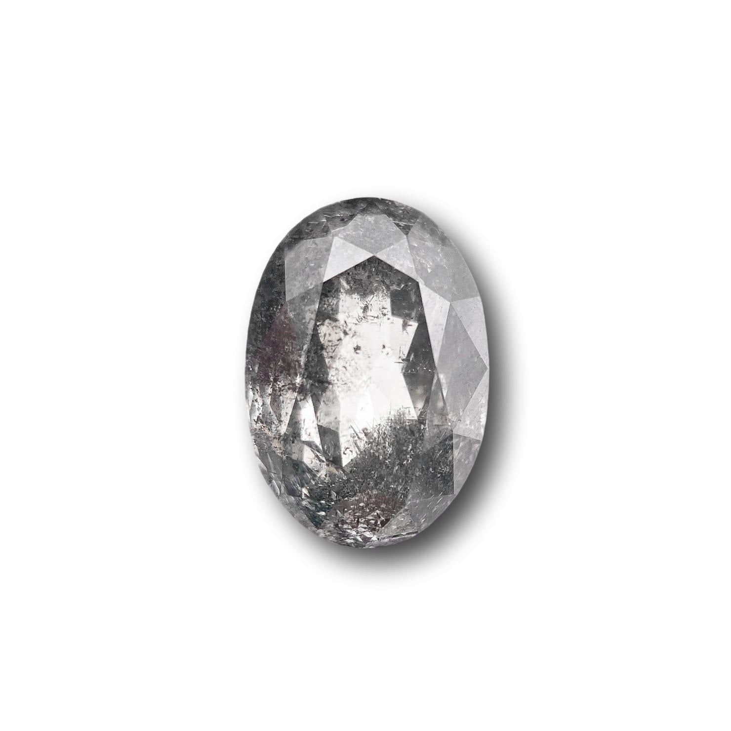 1.91ct | Salt & Pepper Oval Shape Rose Cut Diamond - Modern Rustic Diamond