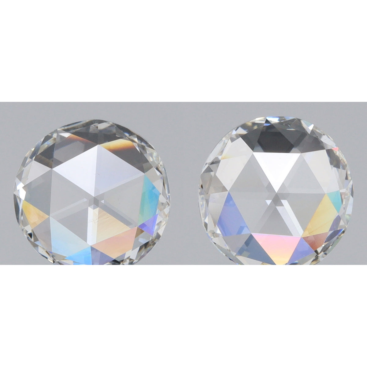 1.38cttw | G-H VVS Round Shape Rose Cut Diamond Matched Pair - Modern Rustic Diamond