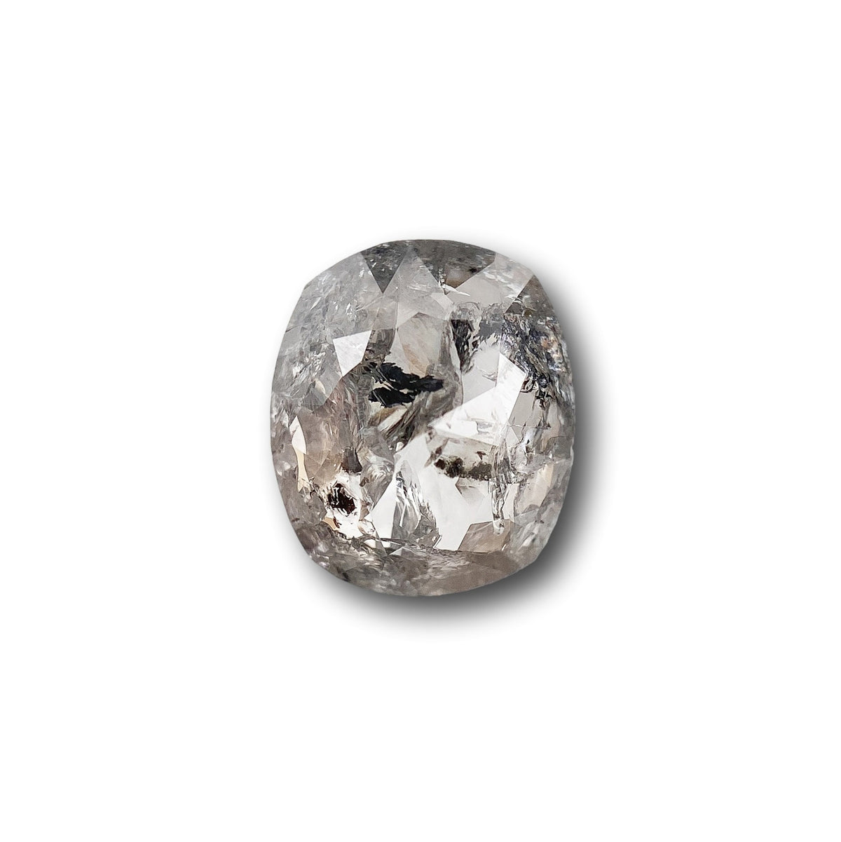 1.40ct | Salt & Pepper Cushion Shape Rose Cut Diamond