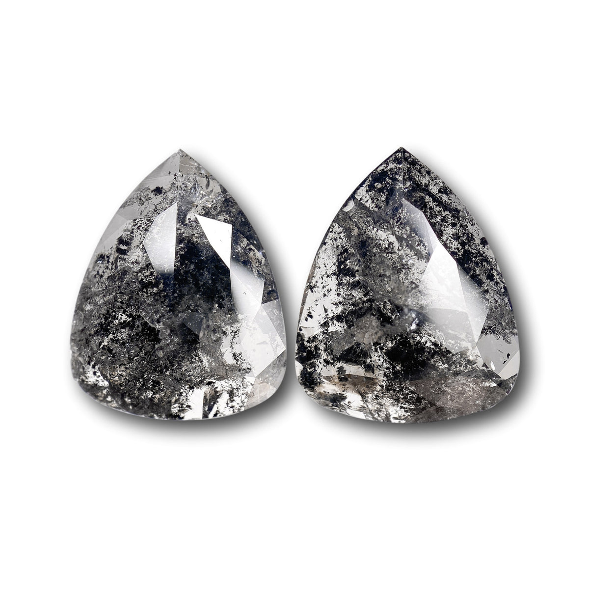 5.70cttw | Salt & Pepper Pear Shape Rose Cut Diamond Matched Pair