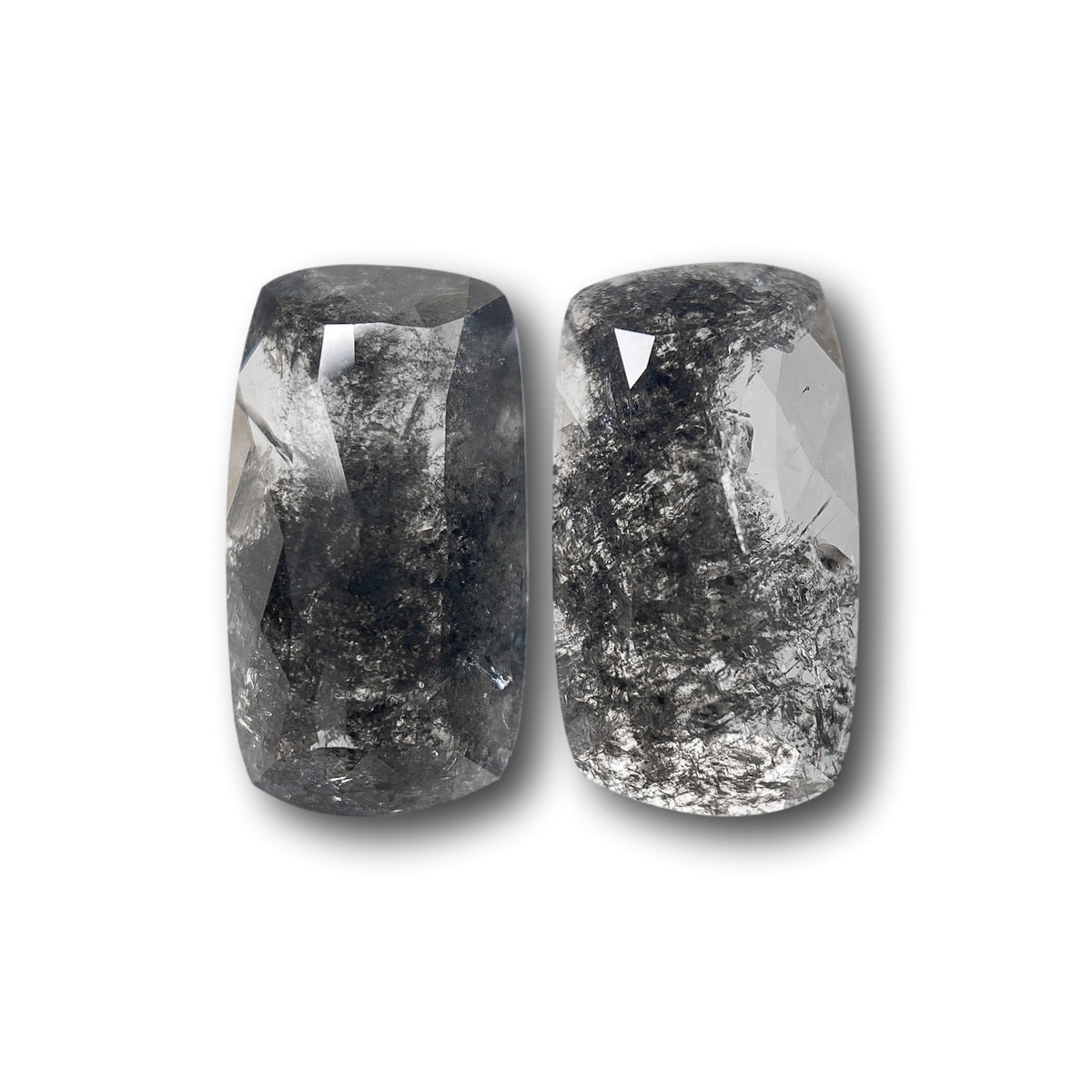 2.20cttw | Salt & Pepper Cushion Shape Rose Cut Diamond Matched Pair