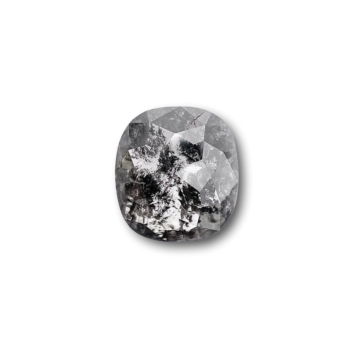 0.65ct | Salt & Pepper Cushion Shape Rose Cut Diamond - Modern Rustic Diamond
