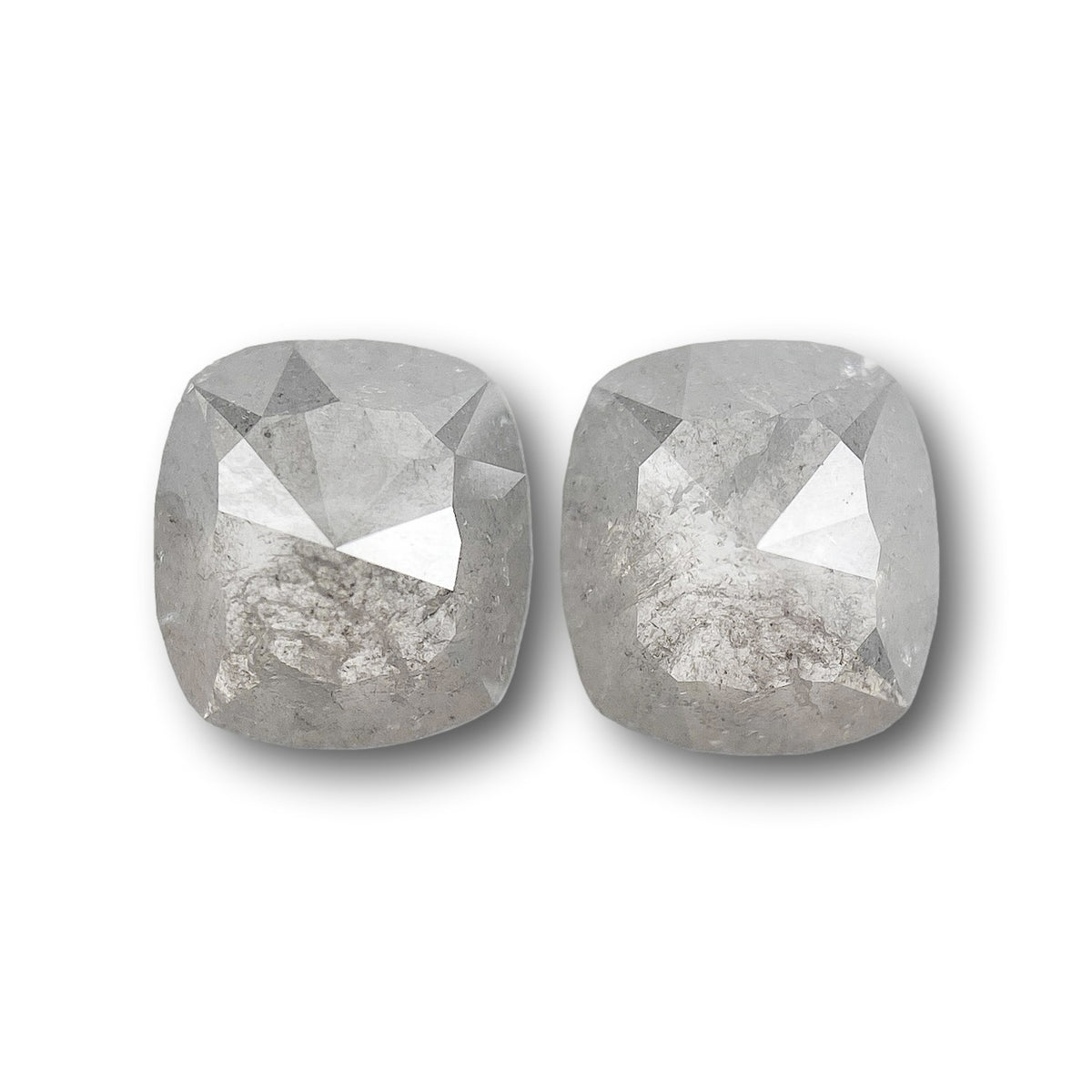 1.34cttw | Salt & Pepper Cushion Shape Rose Cut Diamond Matched Pair