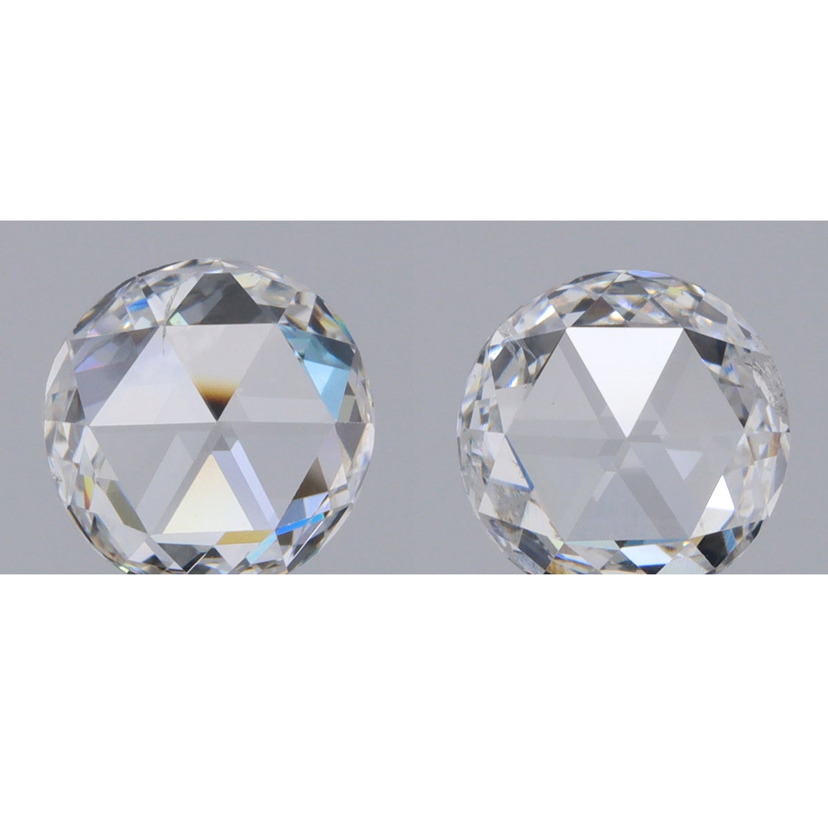 0.85cttw | E-F SI Round Shape Rose Cut Diamond Matched Pair - Modern Rustic Diamond