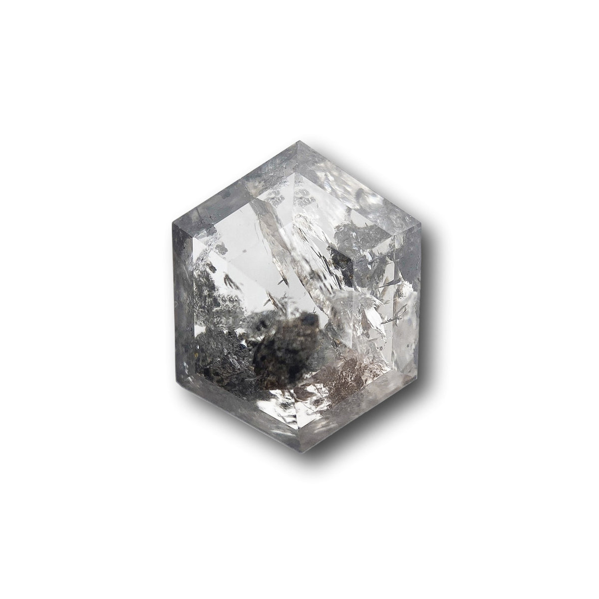 3.70ct | Salt & Pepper Hexagon Shape Rose Cut Diamond