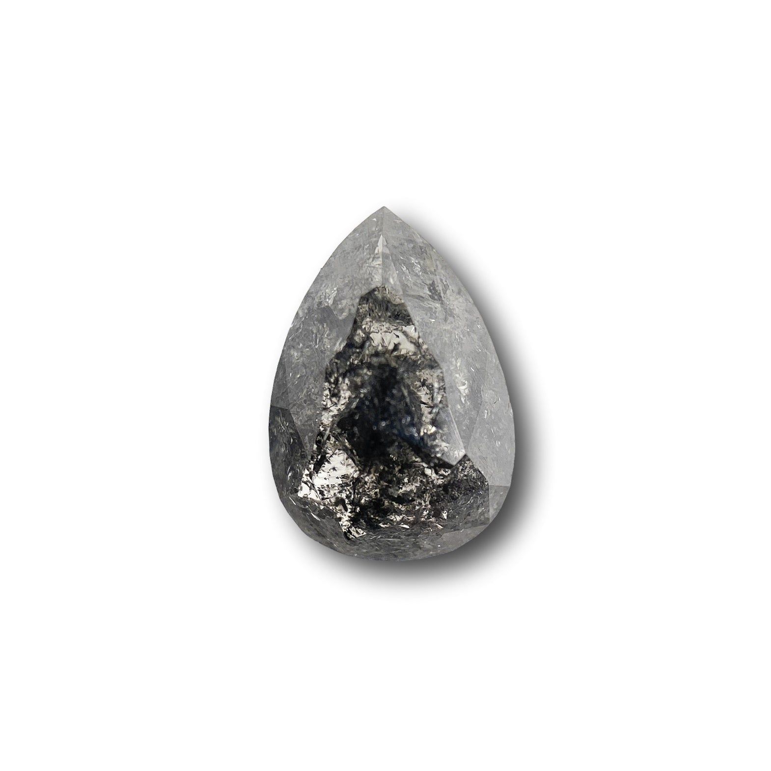 1.04ct | Salt & Pepper Pear Shape Rose Cut Diamond - Modern Rustic Diamond