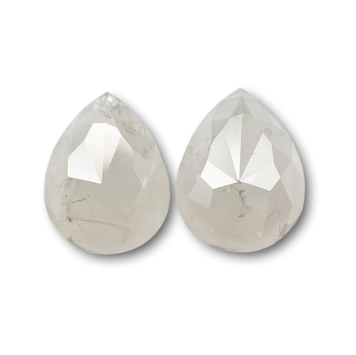 2.77cttw | Salt & Pepper Pear Shape Rose Cut Diamond Matched Pair