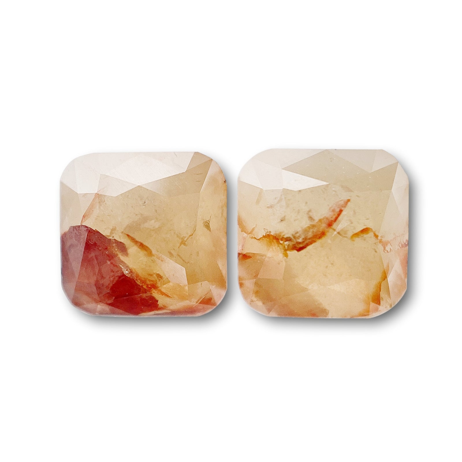 2.41cttw | Rustic  Cushion Shape Rose Cut Diamond Matched Pair - Modern Rustic Diamond