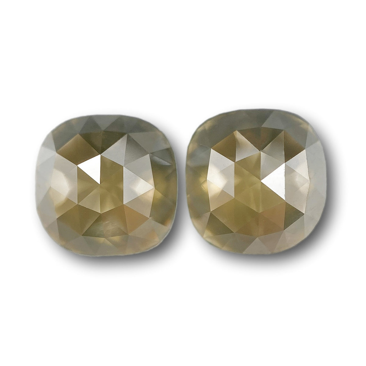 2.83cttw | Salt & Pepper Cushion Shape Rose Cut Diamond Matched Pair