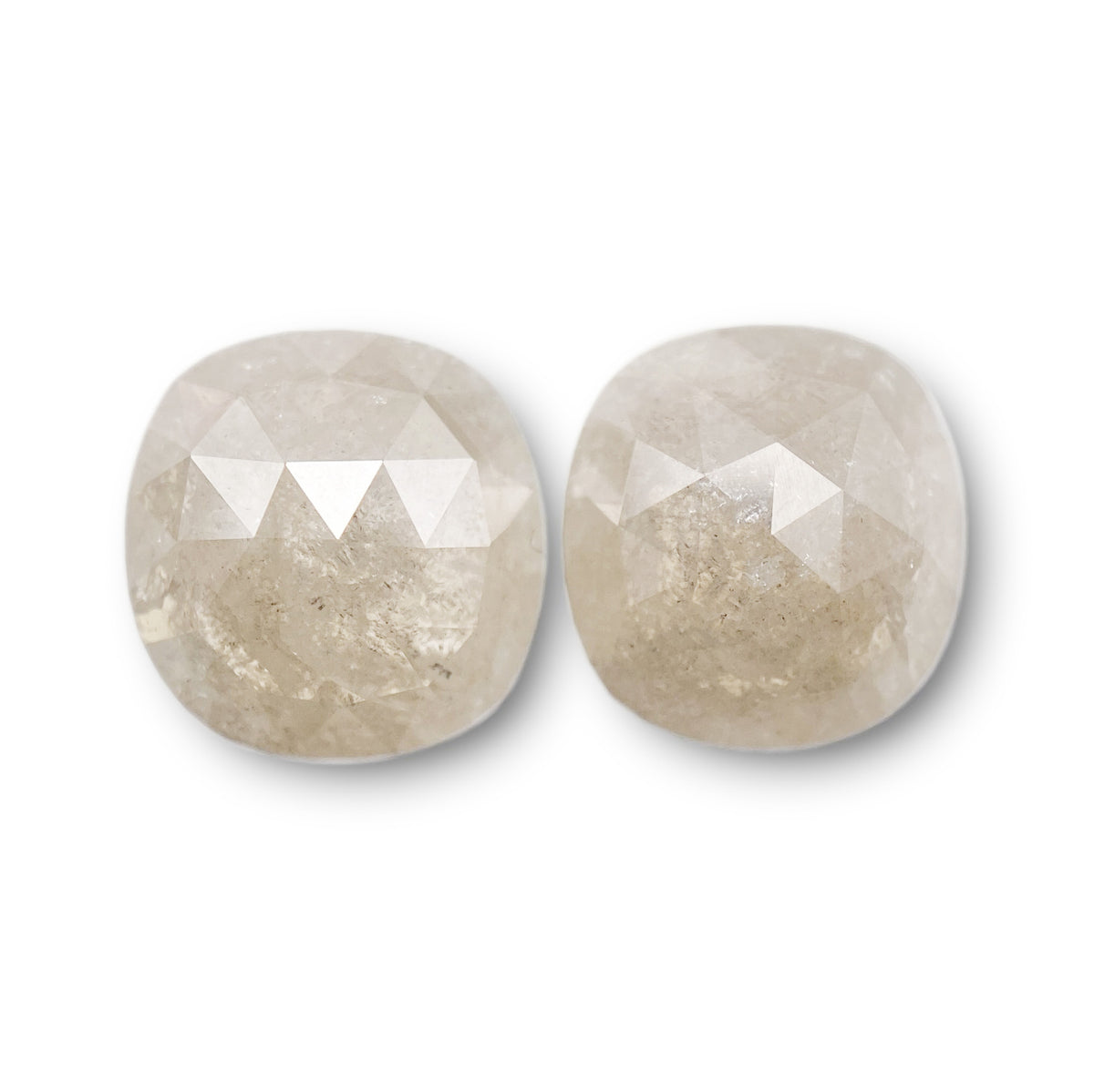 5.52cttw | Salt & Pepper Cushion Shape Rose Cut Diamond Matched Pair