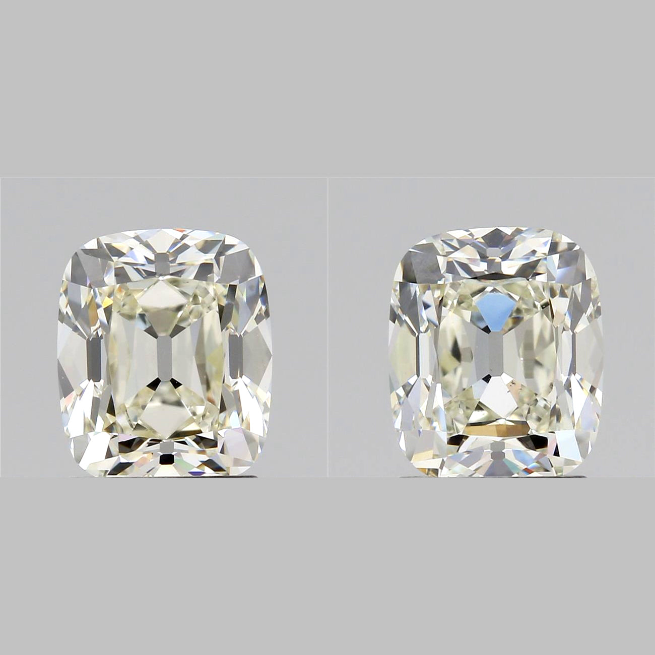 3.23cttw | K VS1-VS2 Cushion Shape Vintage Old Mine Cut Diamond Matched Pair (GIA) - Modern Rustic Diamond