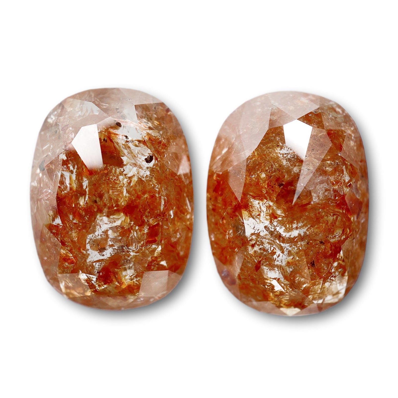 21.15cttw | Salt & Pepper Cushion Shape Rose Cut Diamond Matched Pair - Modern Rustic Diamond