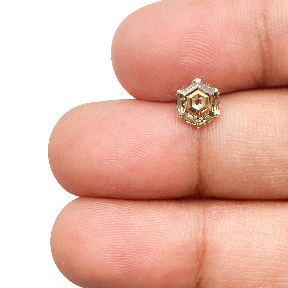1.12ct | Champagne VS1 Hexagon Shape Step Cut Diamond (GIA) - Modern Rustic Diamond