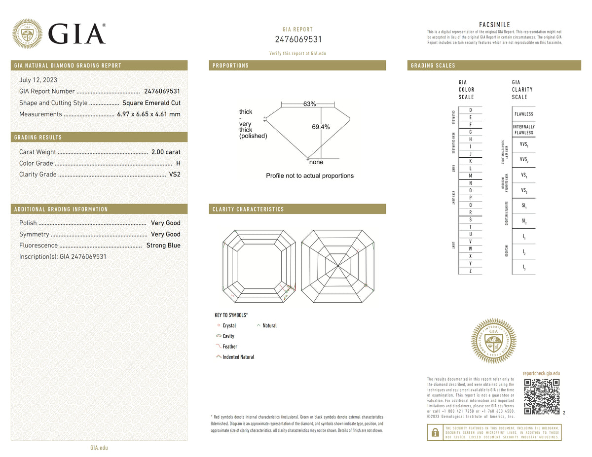 2.00ct | H/VS2 Square Shape Brilliant Cut Diamond (GIA) - Modern Rustic Diamond