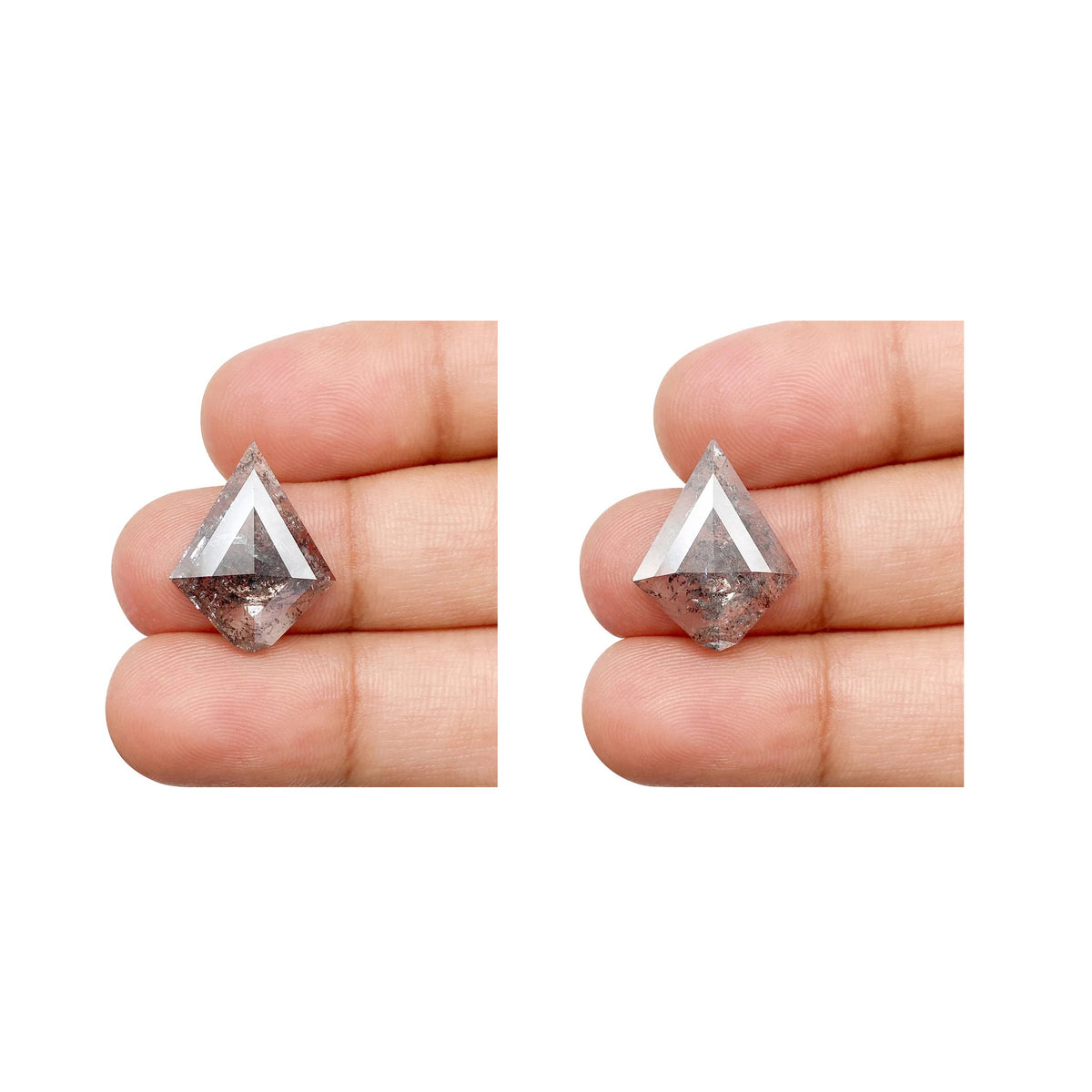 7.76cttw | Salt & Pepper Kite Shape Rose Cut Diamond Matched Pair
