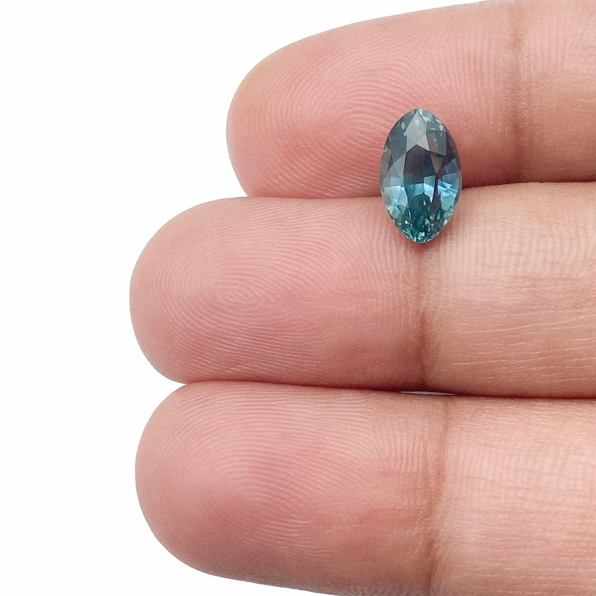 2.01ct | Brilliant Cut Moval Shape Green Blue Montana Sapphire-Modern Rustic Diamond