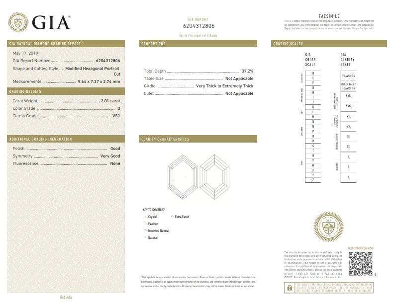 2.01ct | D/VS1 Hexagon Shape Portrait Cut Diamond (GIA) - Modern Rustic Diamond