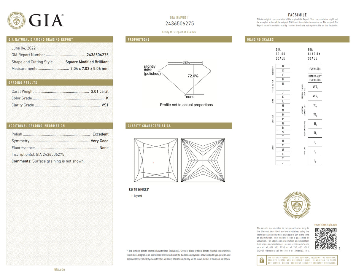 2.01ct | K/VS1 Princess Shape Brilliant Cut Diamond (GIA) - Modern Rustic Diamond