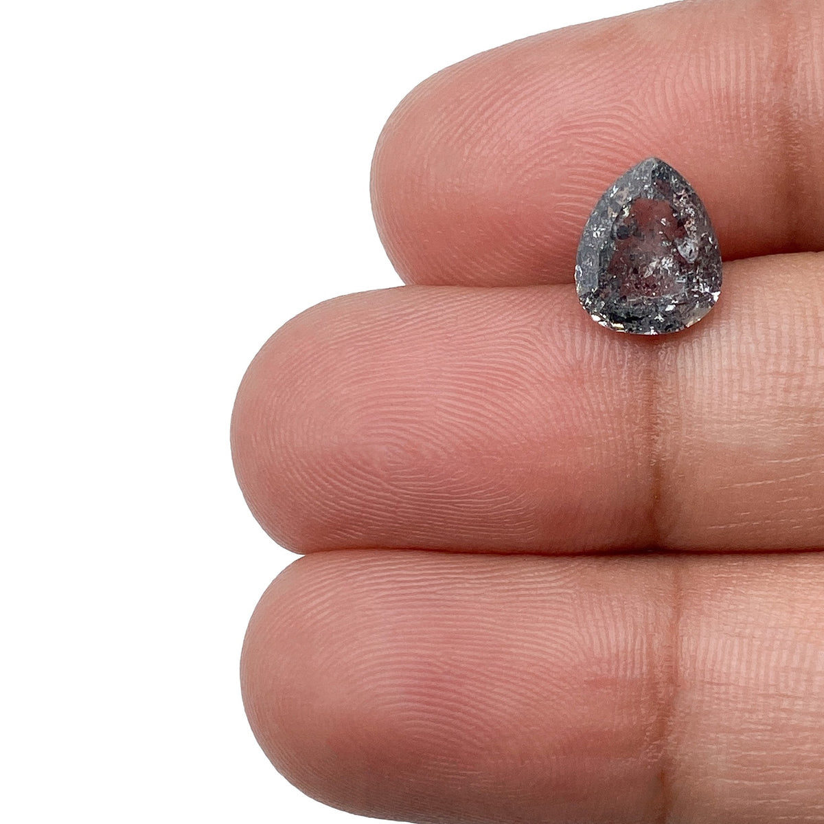 2.01ct | Salt & Pepper Pear Shape Rose Cut Diamond - Modern Rustic Diamond