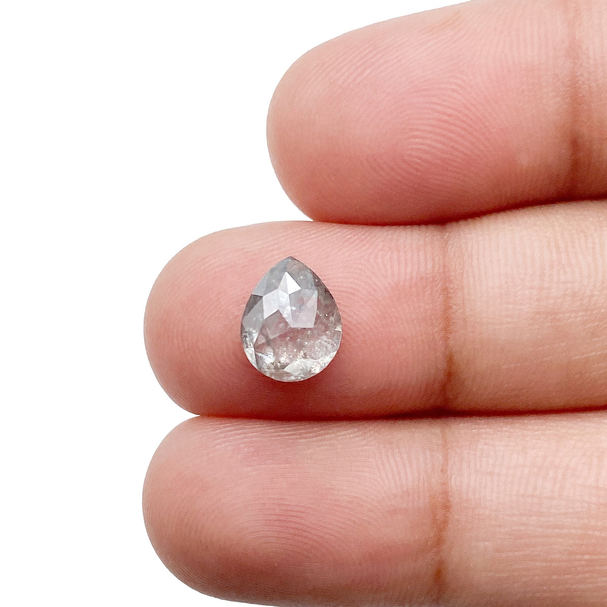 2.01ct | Salt & Pepper Pear Shape Rose Cut Diamond - Modern Rustic Diamond