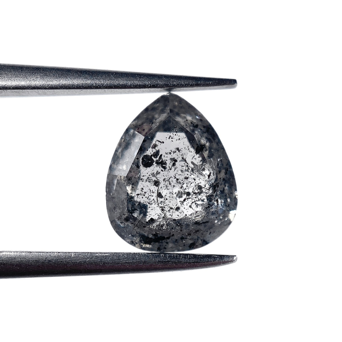 2.01ct | Salt & Pepper Pear Shape Rose Cut Diamond - Modern Rustic Diamond