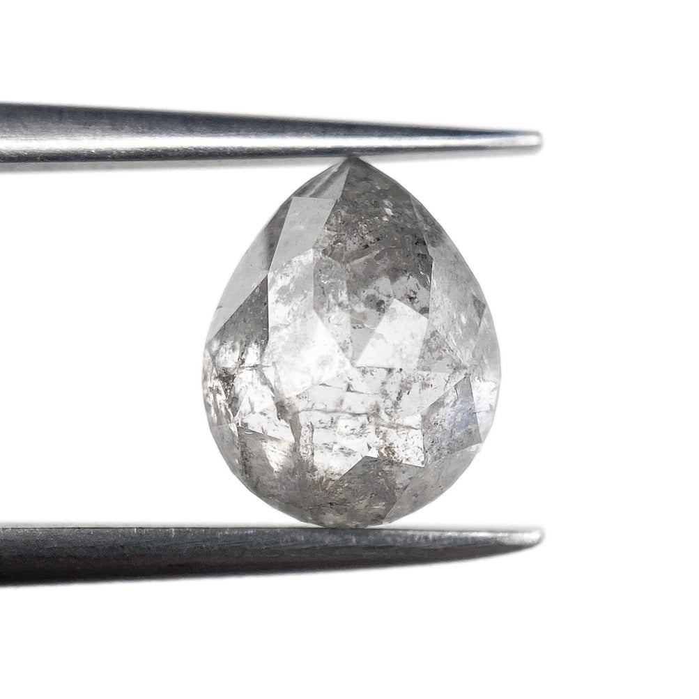 2.01ct | Salt & Pepper Pear Shape Rose Cut Diamond - Modern Rustic Diamond
