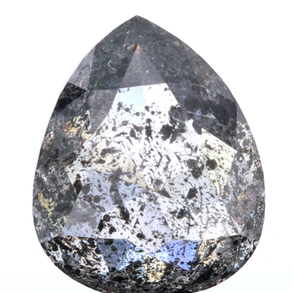 2.01ct | Salt & Pepper Pear Shape Rose Cut Diamond - Modern Rustic Diamond