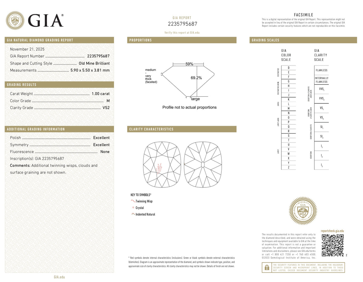 2.01cttw | M VS2 Cushion Shape Old Mine Cut Diamond Matched Pair (GIA) - Modern Rustic Diamond