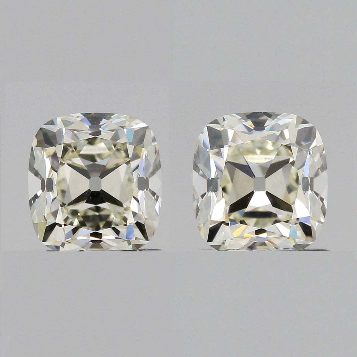 2.01cttw | M VS2 Cushion Shape Old Mine Cut Diamond Matched Pair (GIA) - Modern Rustic Diamond