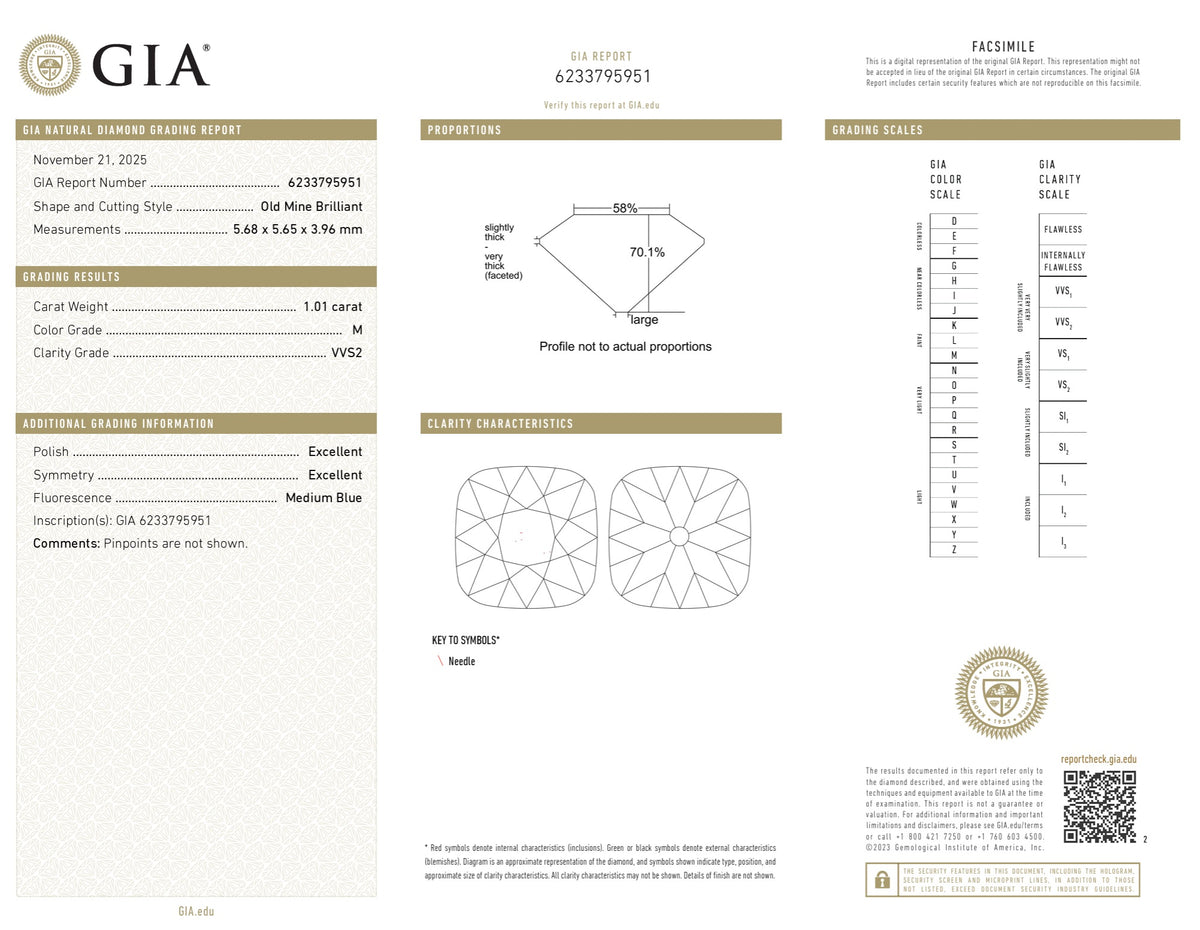 2.01cttw | M VS2-VVS2 Cushion Shape Old Mine Cut Diamond Matched Pair (GIA) - Modern Rustic Diamond