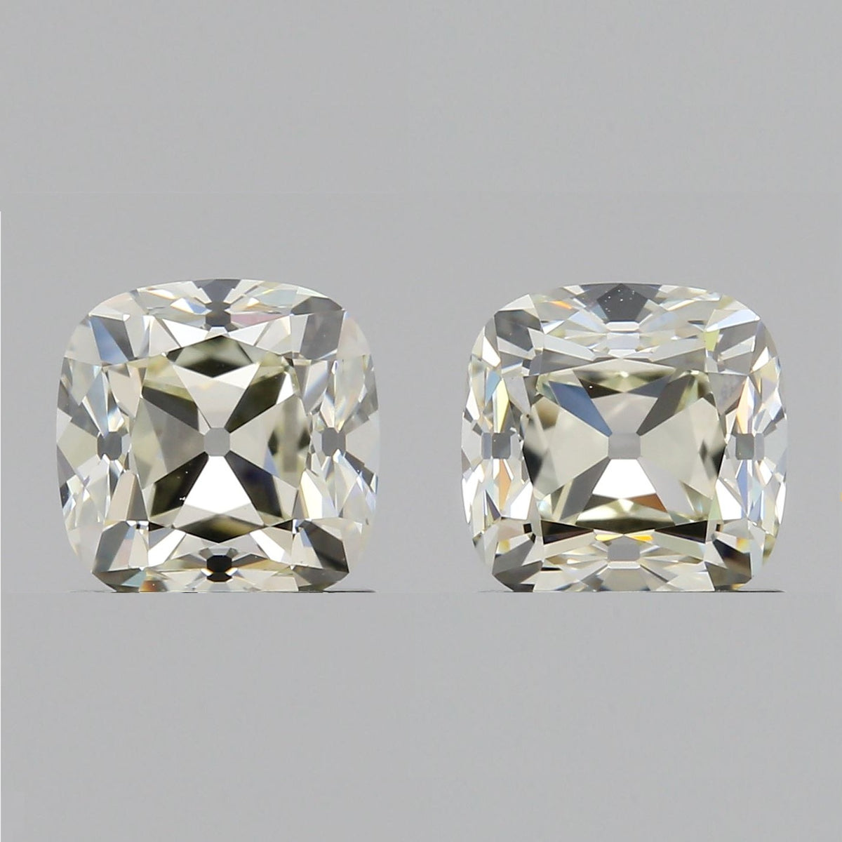 2.01cttw | M VVS2 Cushion Shape Old Mine Cut Diamond Matched Pair (GIA) - Modern Rustic Diamond