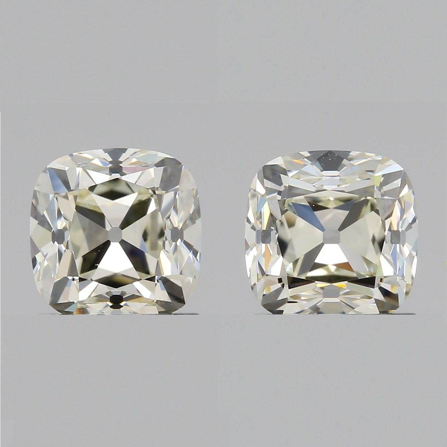 2.01cttw | M VVS2 Cushion Shape Old Mine Cut Diamond Matched Pair (GIA) - Modern Rustic Diamond