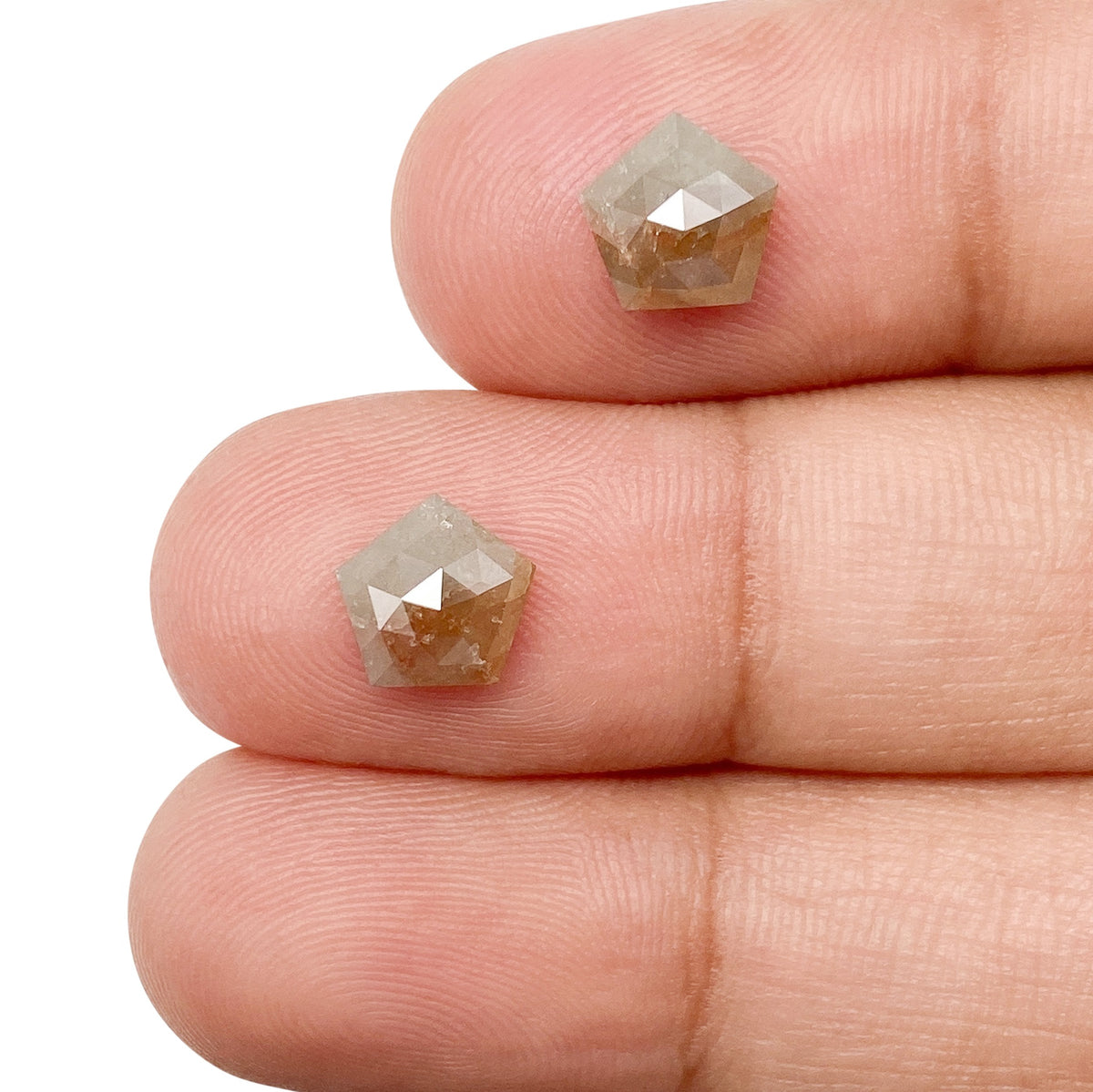 2.01cttw | Rustic  Shield Shape Rose Cut Diamond Matched Pair - Modern Rustic Diamond