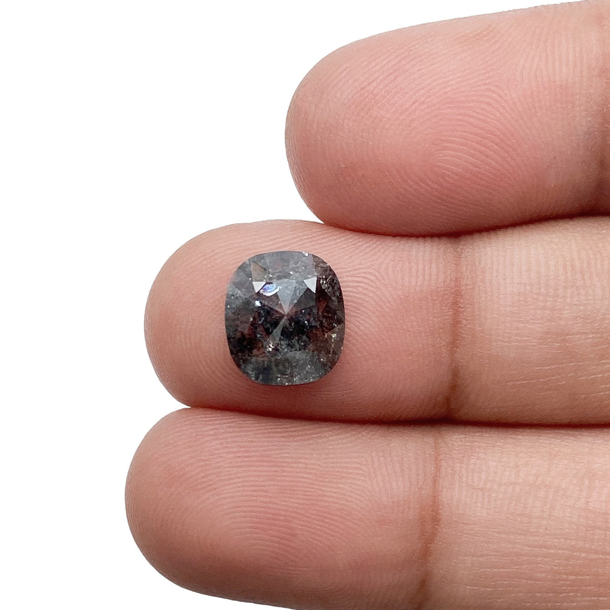 2.04ct | Salt & Pepper Cushion Shape Rose Cut Diamond - Modern Rustic Diamond