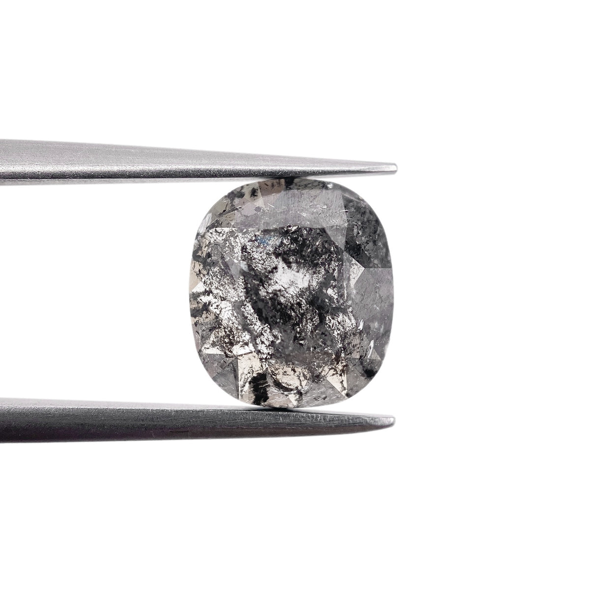 2.04ct | Salt & Pepper Cushion Shape Rose Cut Diamond - Modern Rustic Diamond