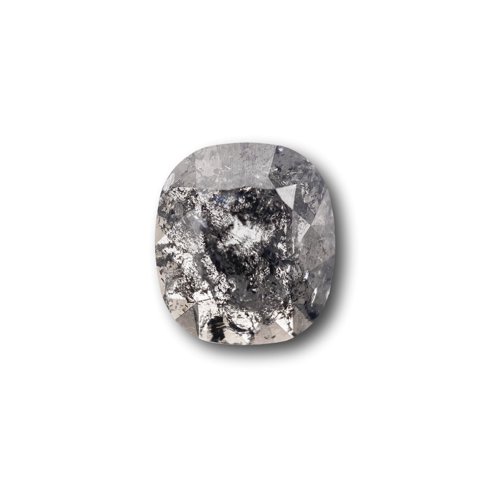 2.04ct | Salt & Pepper Cushion Shape Rose Cut Diamond - Modern Rustic Diamond