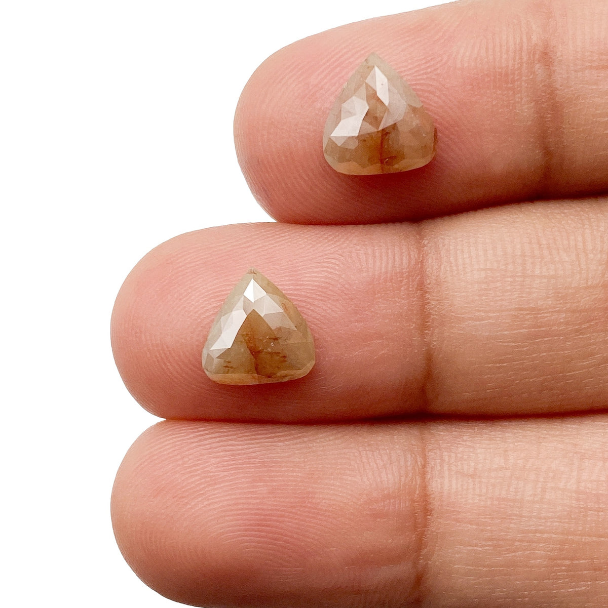 2.04cttw | Salt & Pepper Pear Shape Rose Cut Diamond Matched Pair - Modern Rustic Diamond