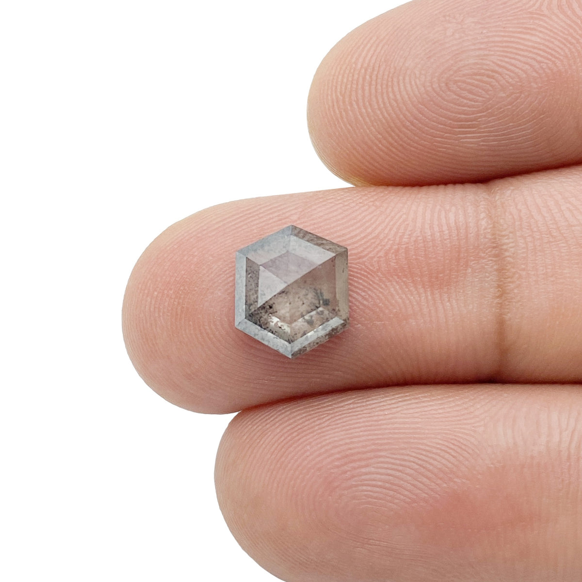 2.05ct | Salt & Pepper Hexagon Shape Rose Cut Diamond - Modern Rustic Diamond