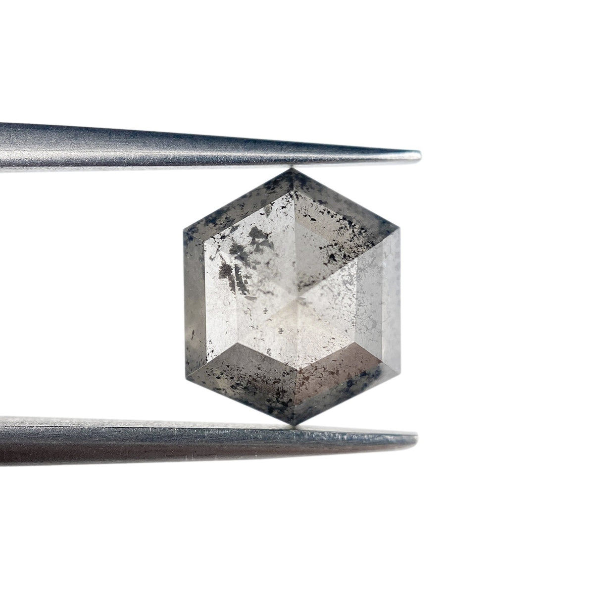 2.05ct | Salt & Pepper Hexagon Shape Rose Cut Diamond - Modern Rustic Diamond