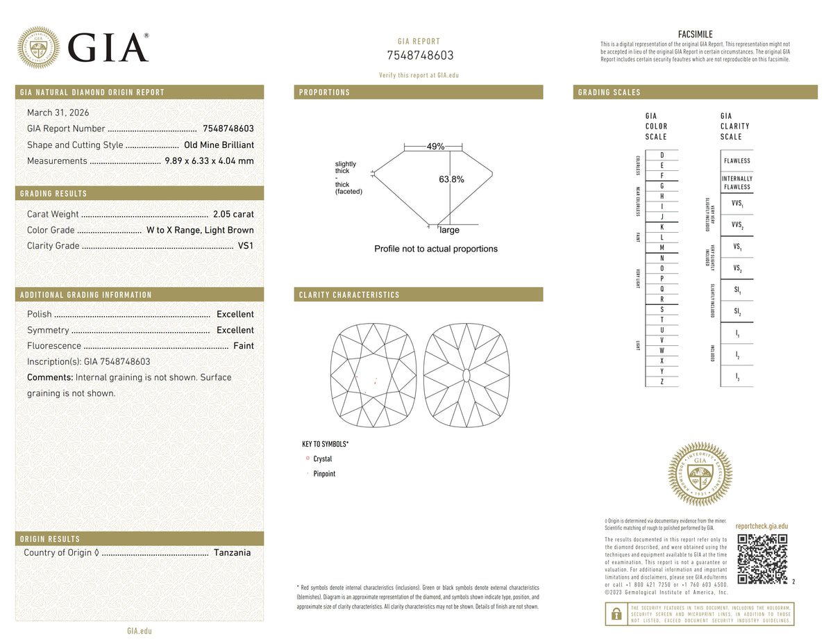 2.05ct | W-X/VS1 Cushion Shape Old Mine Cut Diamond (GIA) - Modern Rustic Diamond