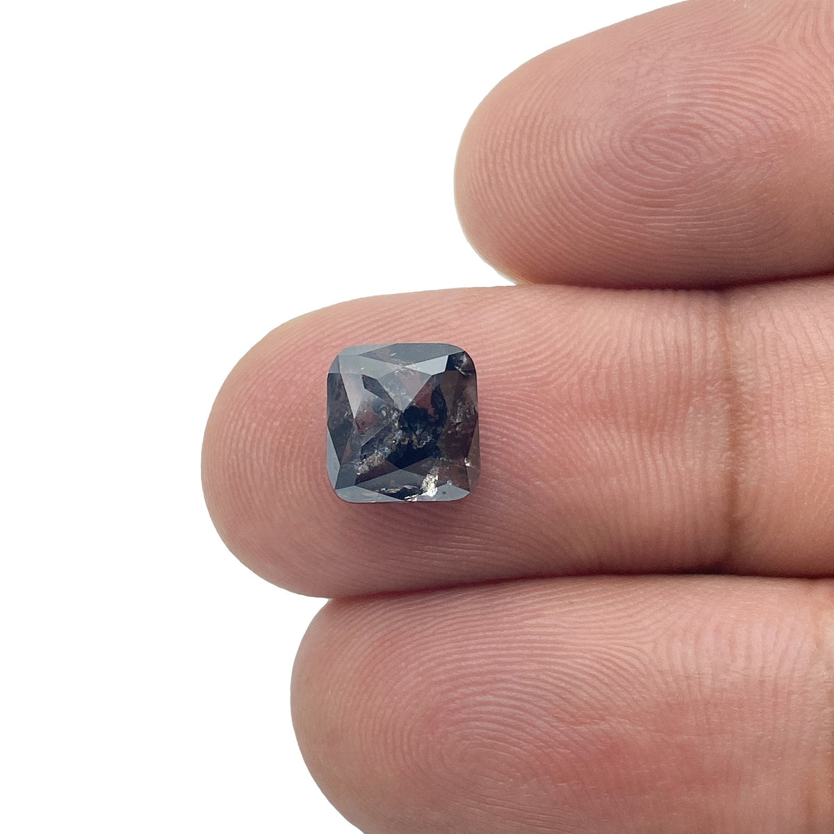 2.06ct | Salt & Pepper Cushion Shape Rose Cut Diamond - Modern Rustic Diamond