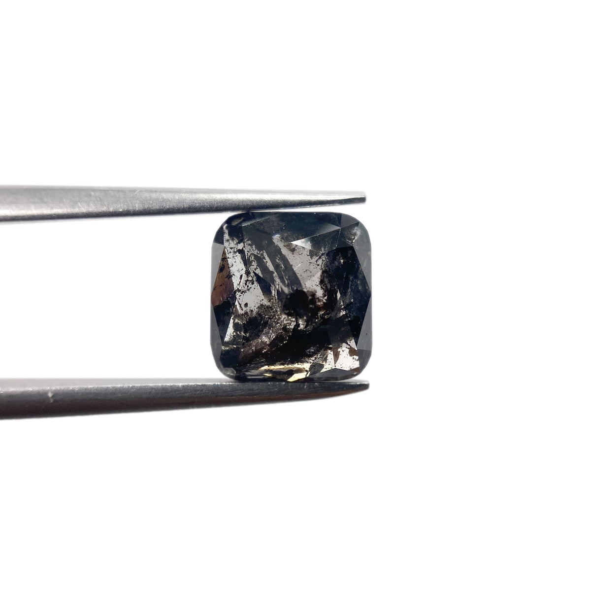 2.06ct | Salt & Pepper Cushion Shape Rose Cut Diamond - Modern Rustic Diamond