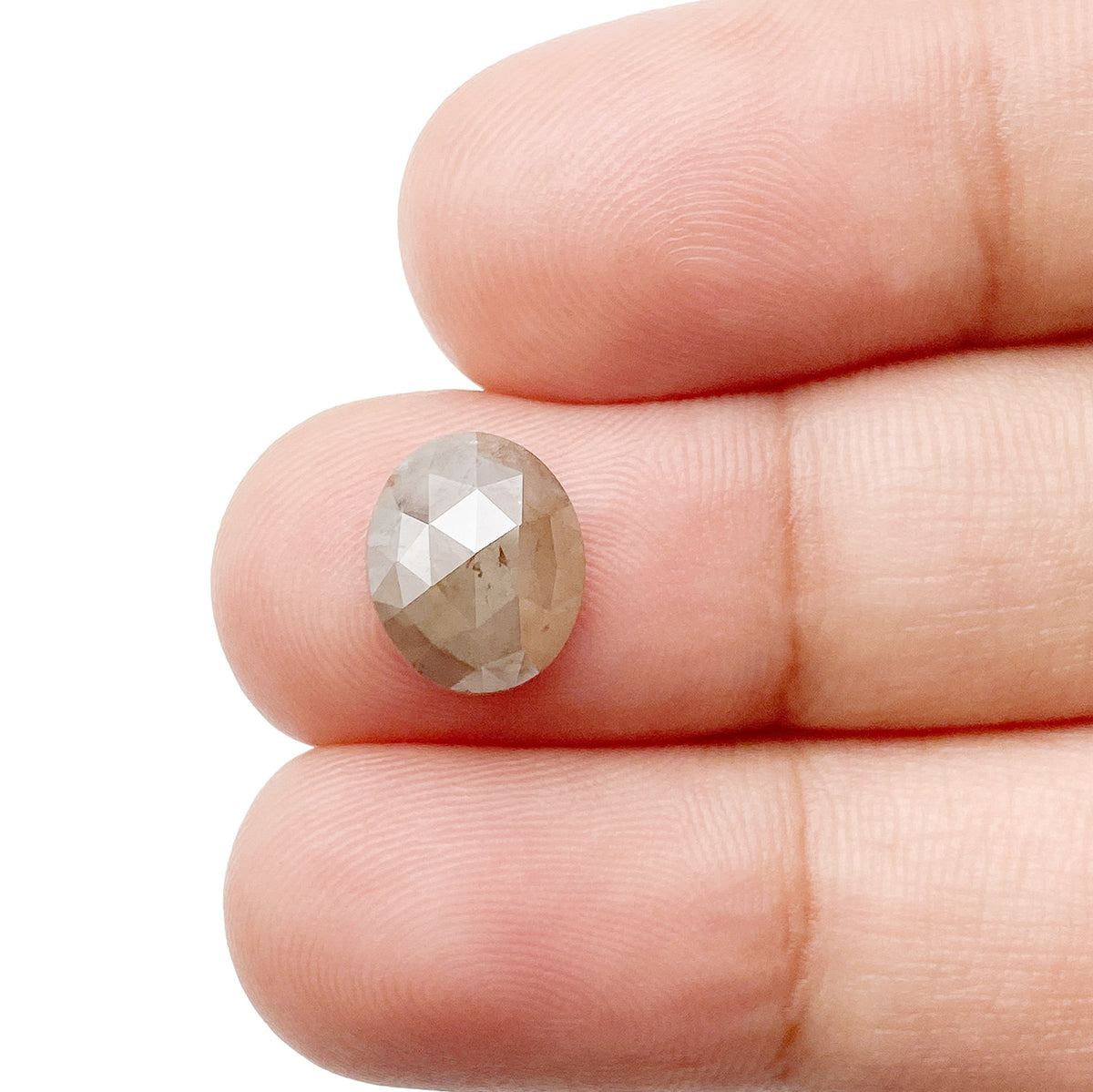 2.08ct | Salt & Pepper Oval Shape Rose Cut Diamond - Modern Rustic Diamond