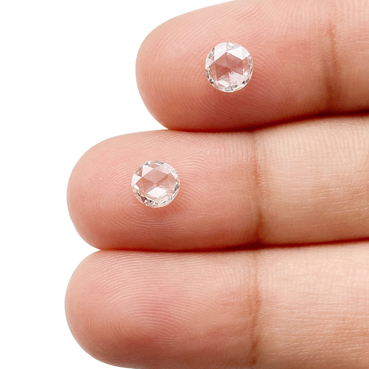 0.74cttw | H SI1 Round Shape Rose Cut Diamond Matched Pair