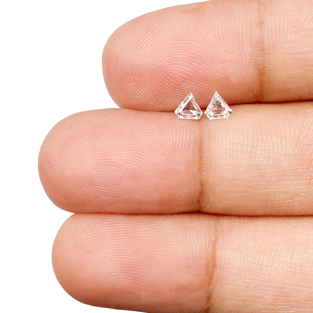 0.26cttw | F-G VVS Shield Shape Step Cut Diamond Matched Pair - Modern Rustic Diamond