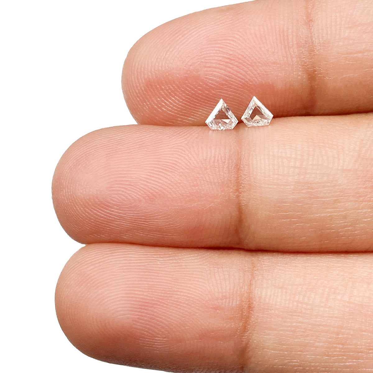 0.16cttw | G-H VS Shield Shape Step Cut Diamond Matched Pair - Modern Rustic Diamond