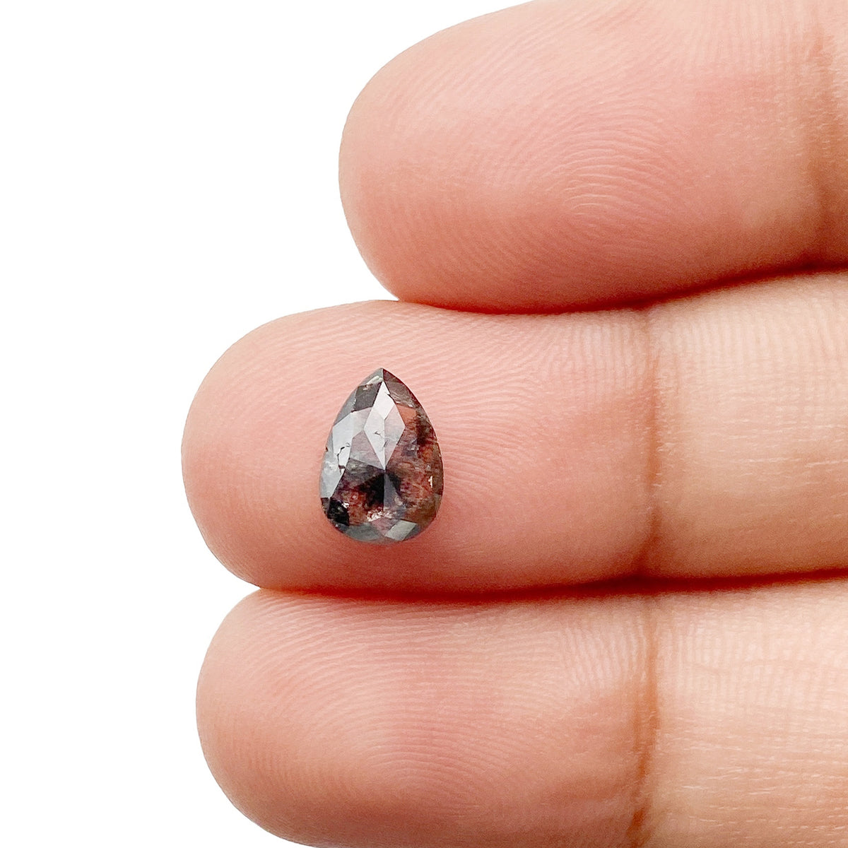 0.92ct | Salt & Pepper Pear Shape Rose Cut Diamond