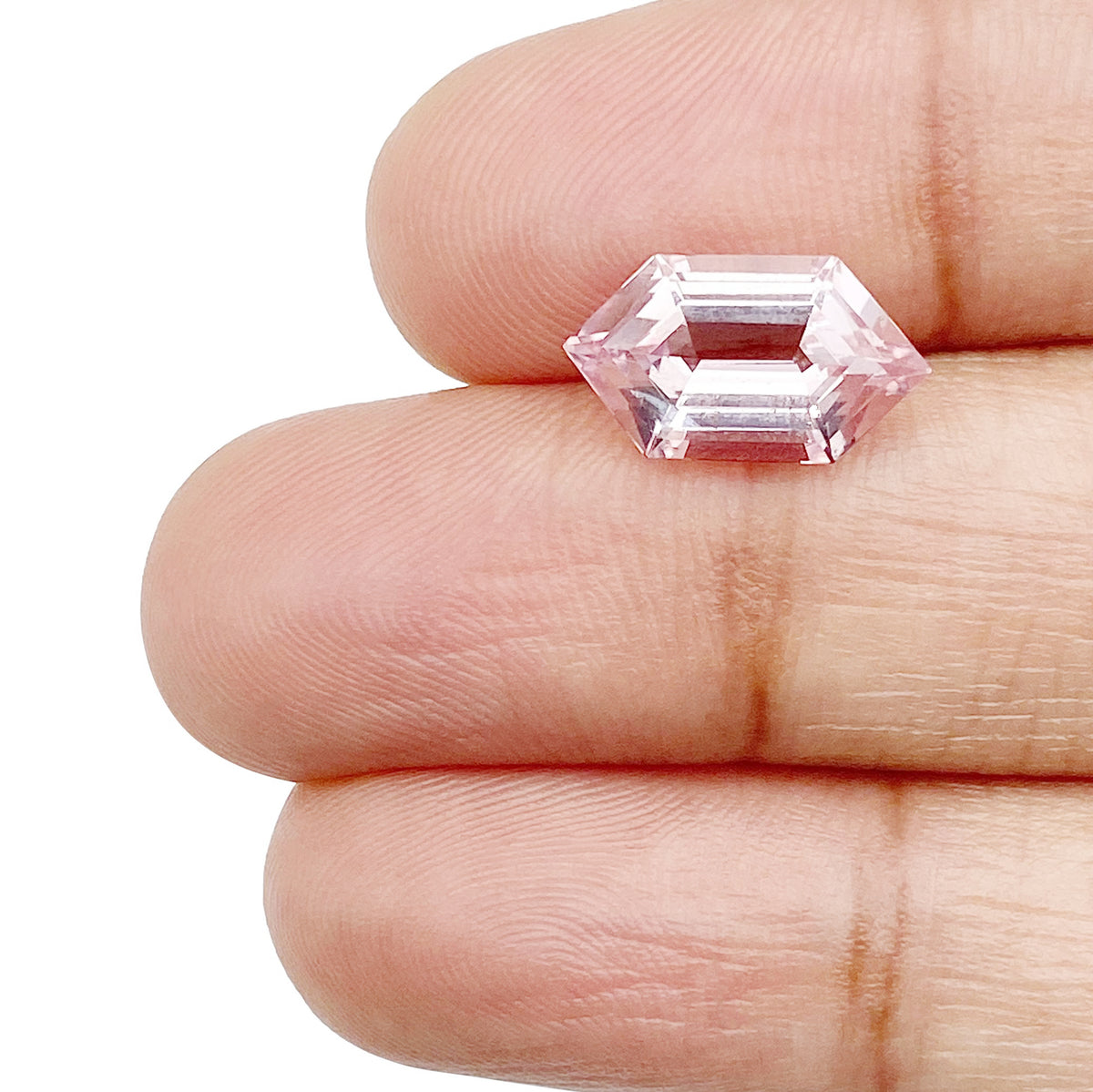 2.10ct |  Hexagon Shape Step Cut Morganite - Modern Rustic Diamond