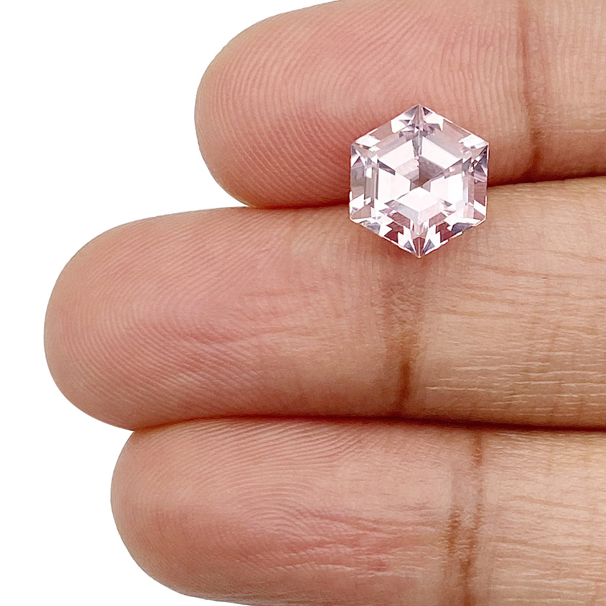 2.10ct |  Hexagon Shape Step Cut Morganite - Modern Rustic Diamond