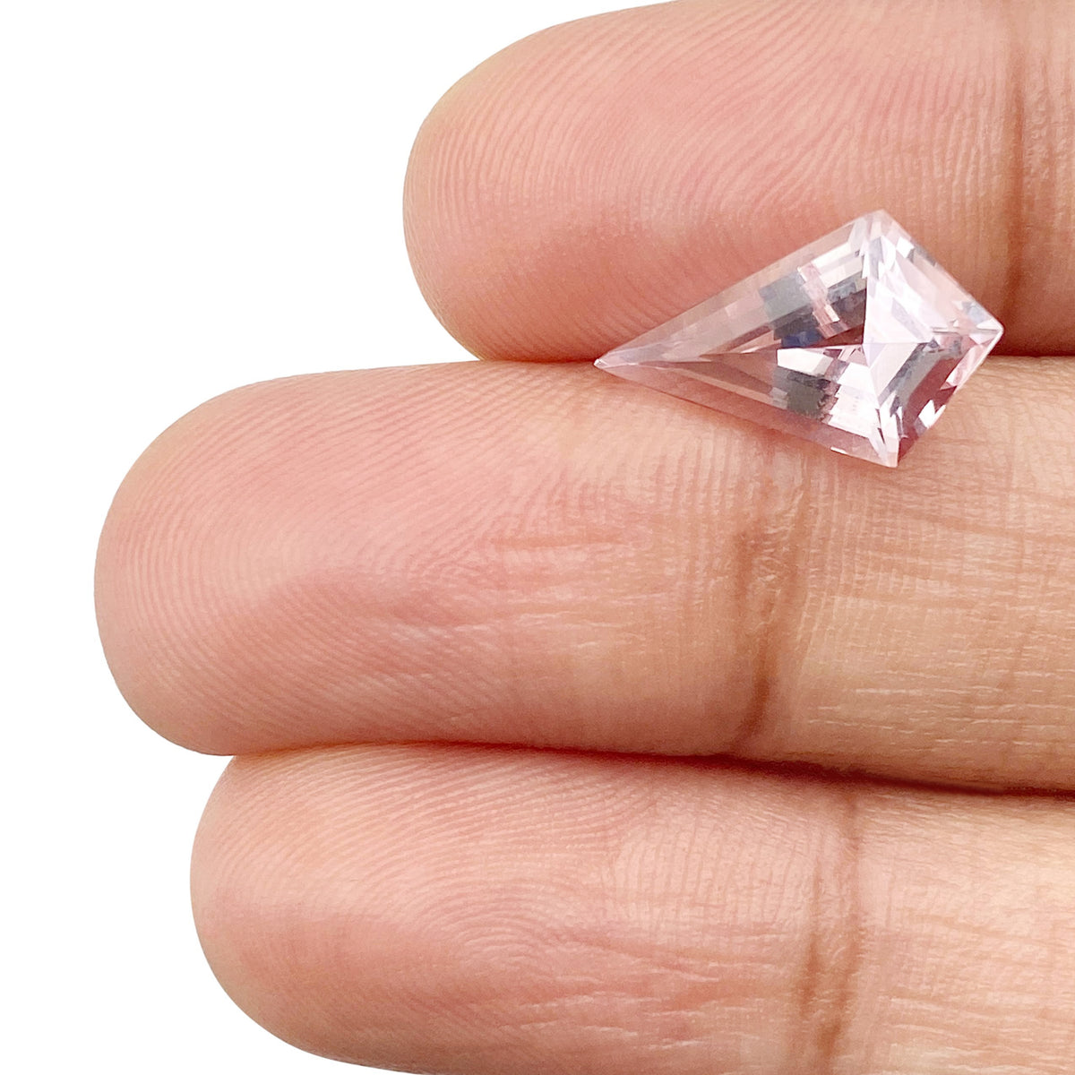 2.10ct |  Kite Shape Step Cut Morganite - Modern Rustic Diamond